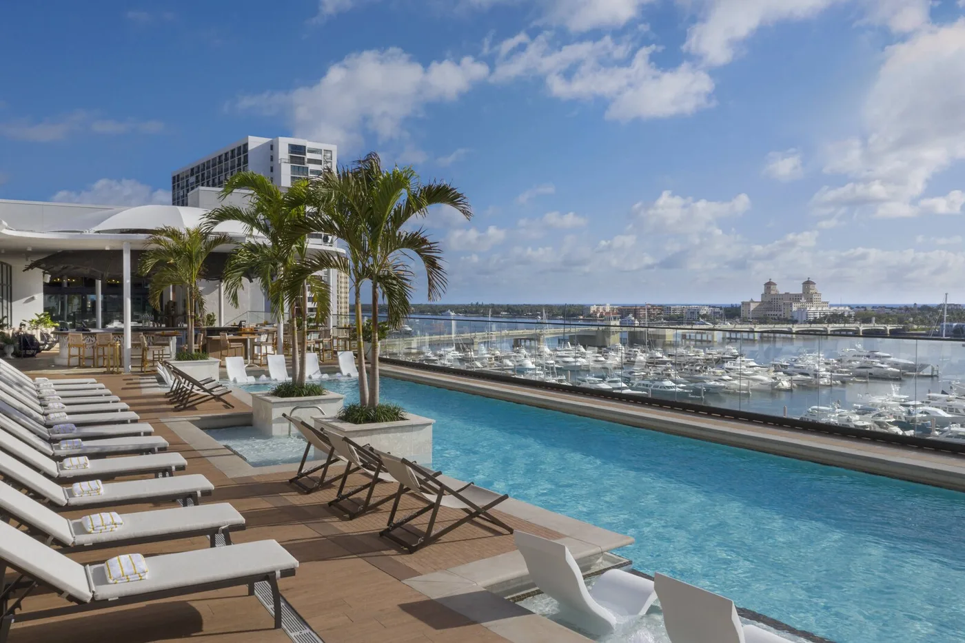Rooftop pool deck of the West Palm Beach hotel